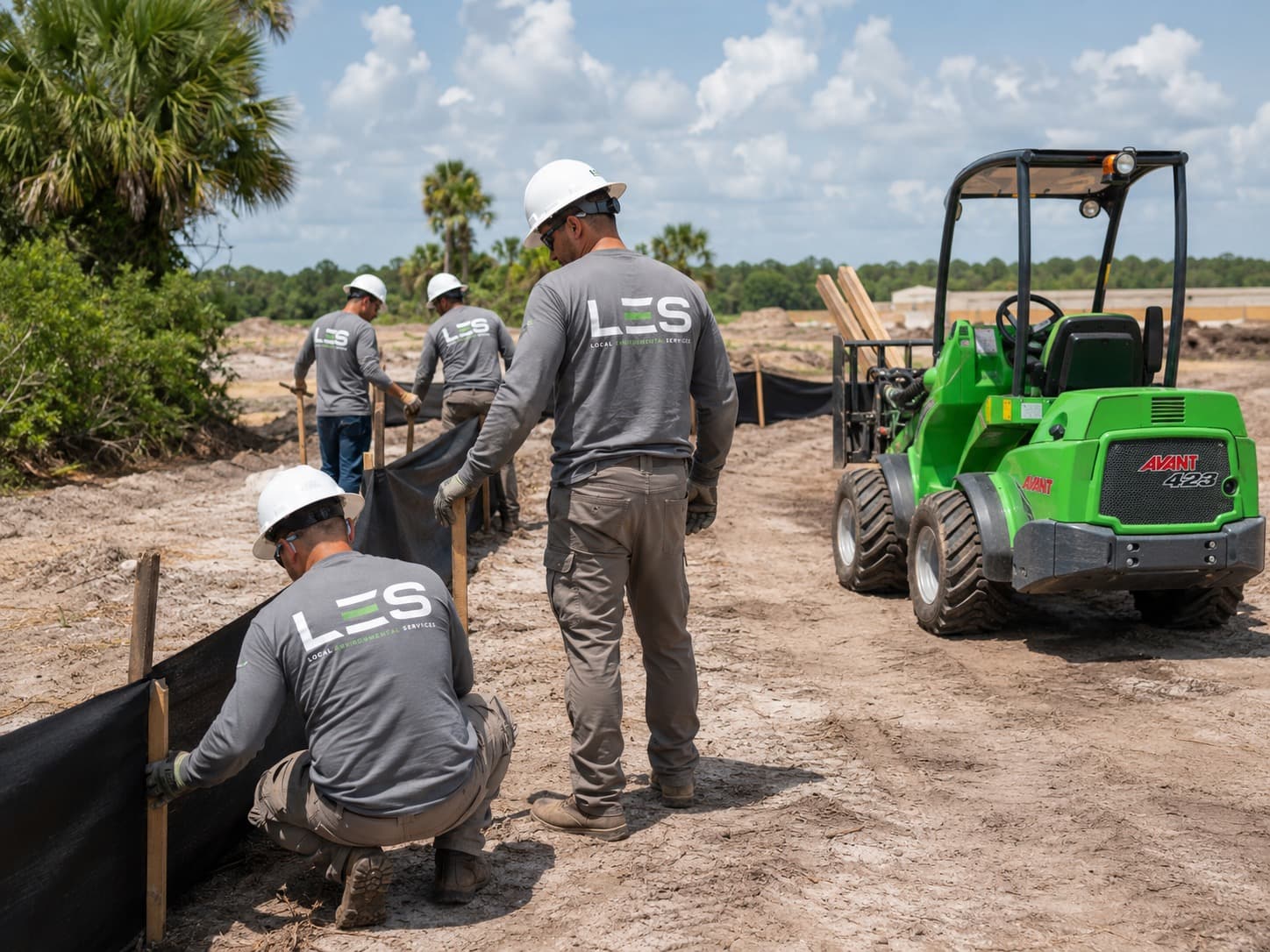 Active Central Florida construction site with LES field crew and equipment